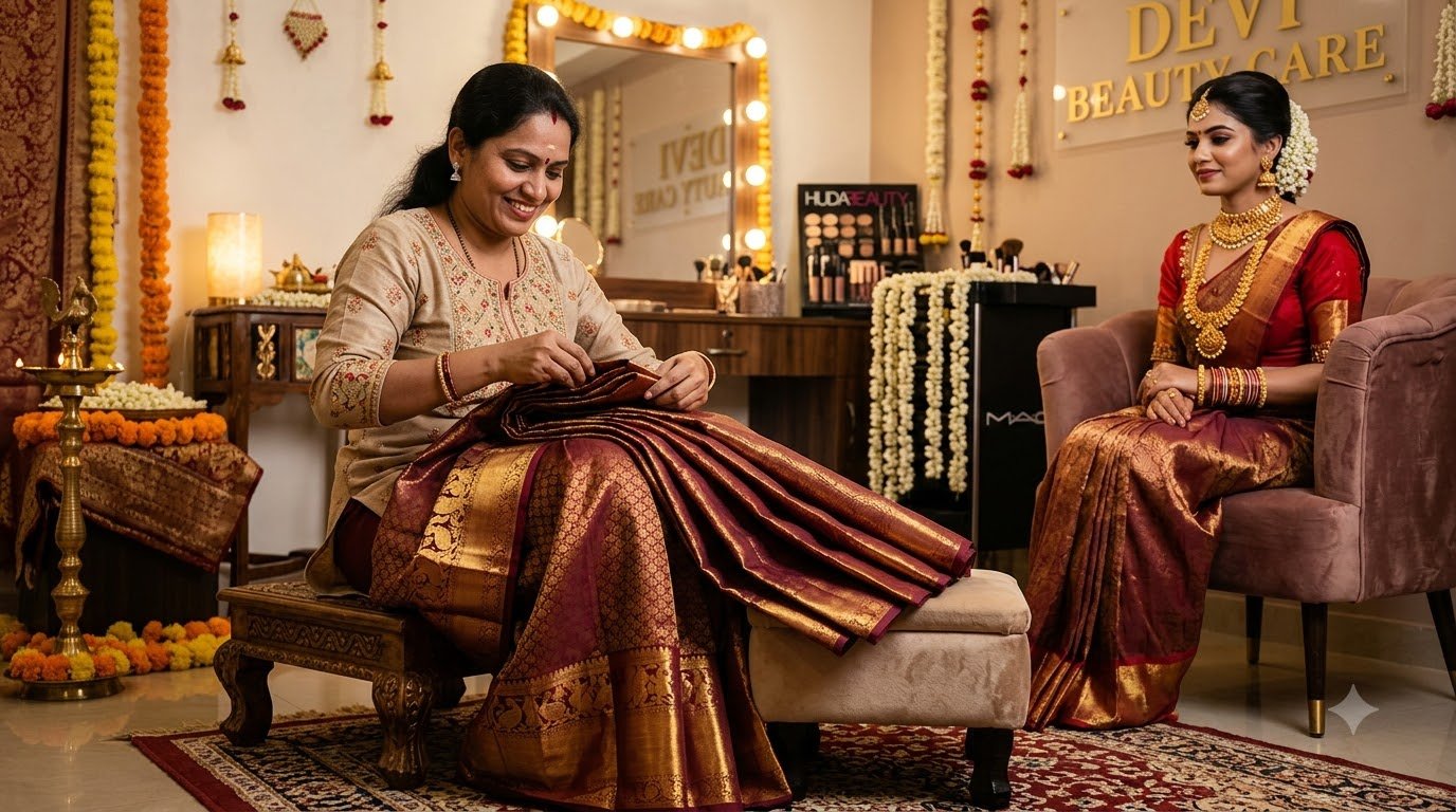 South Indian Saree Pre-Pleating & Box Folding